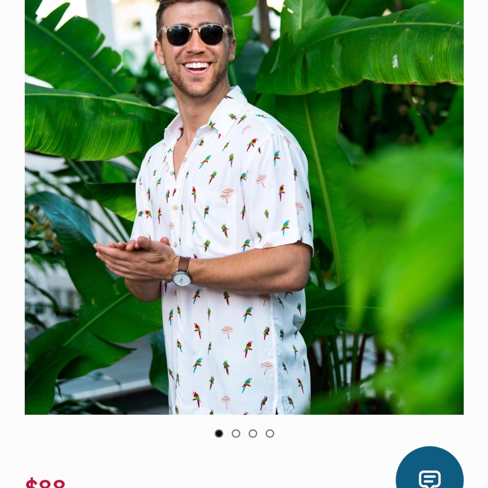 Kenny Flowers The Parrots and Palapas Men's Shirt - Picture 3 of 9